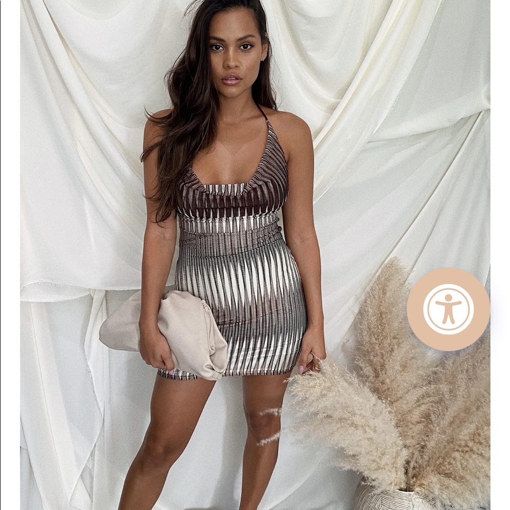 Starlow Caffè Americano Open Back Mini Dress NEW
